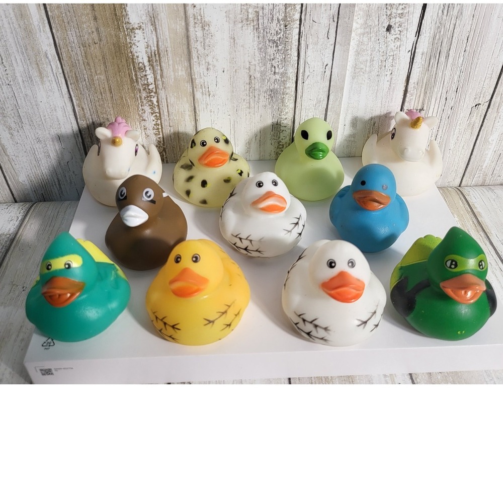 11‎ Vintage Novelty Rubber Duck Lot, Toy Collection, Quirky Ducks, Unicorn Ducks